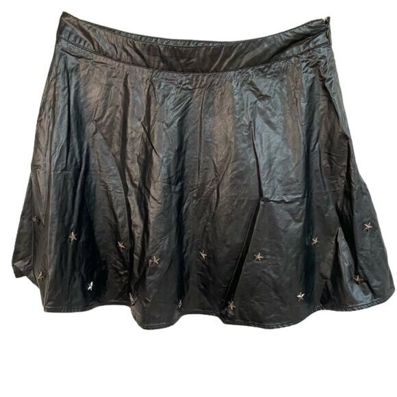 Sans Souci Dresses & Skirts - Sans Souci Star Studded Black Metal Vegan Leather Skirt Size L